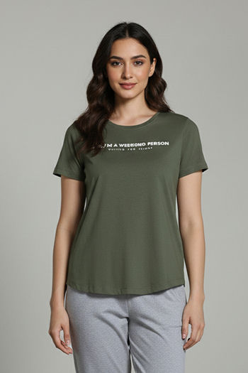 Buy Zivame 2 Mile Fashion Knit Cotton Lounge Top - Four Leaf Clover